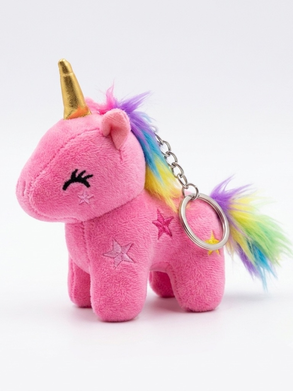 NEW Plush Pink Unicorn Keychain with Gold Horn